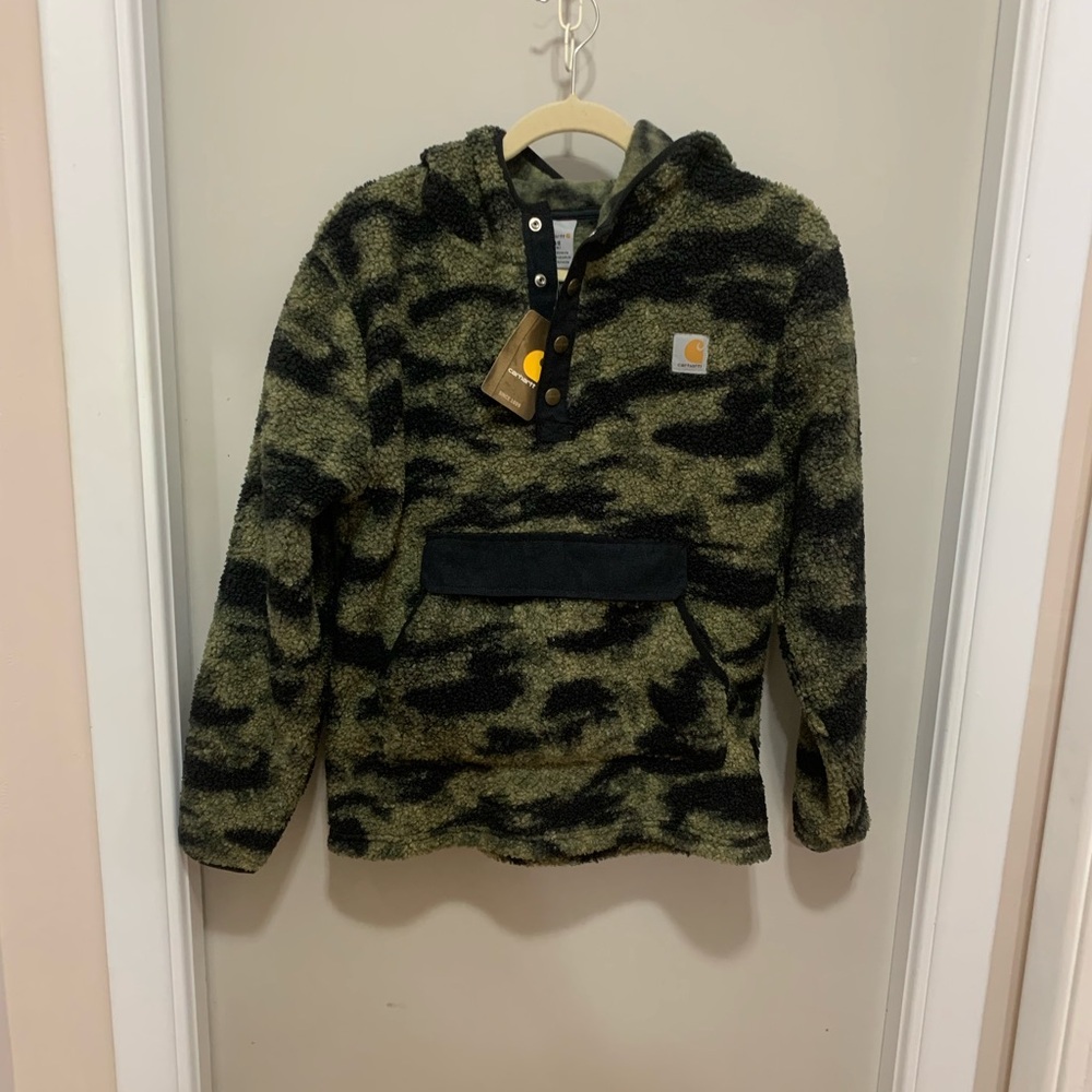 Carhartt Kids Camouflage Fleece Hoodie - Black and Green